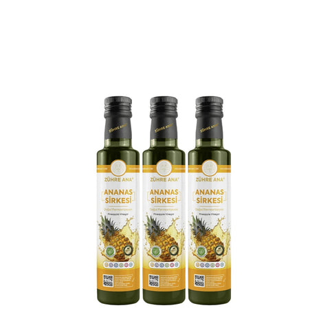 Zühre Ana Ananas Sirkesi 500 ml doğal fermente ananas aromasına sahip cam şişede sağlıklı mutfak ürünü