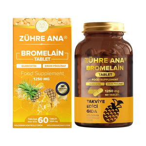 Zühre Ana Bromelain Tablet 1250 mg quercetin ve krom içeren ananas ekstraktı takviyesi