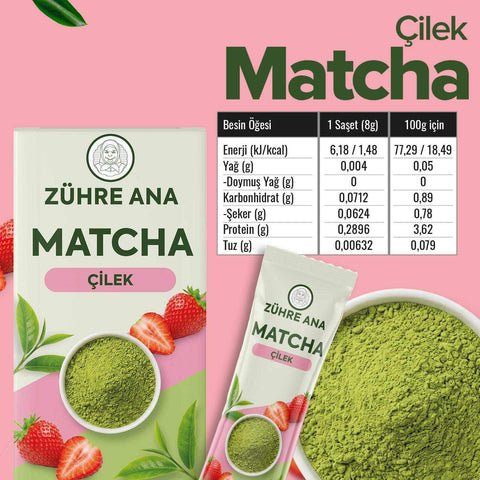 Zühre Ana Çilek Aromalı Matcha Çayı 20 Saşe 160g Karışık Bitki Çayı