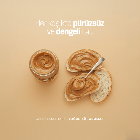 Zühre Ana Süt Reçeli kavanozu ve kızarmış ekmek üzerinde yoğun süt aromasıyla hazırlanmış tat.