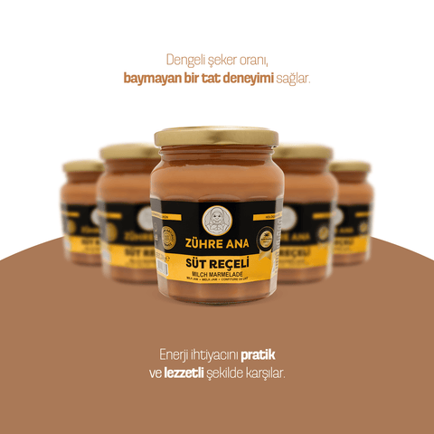 Zühre Ana Süt Reçeli 210 gr, yoğun kıvamı ve eşsiz aromasıyla kahvaltılara lezzet katar.