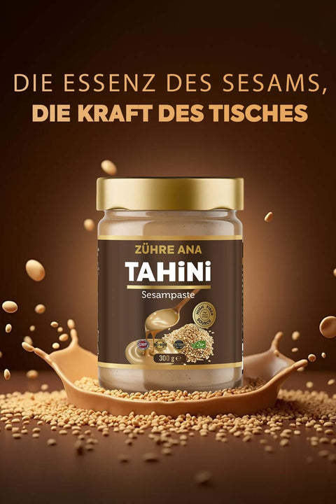 Zühre Ana Tek Kavrulmuş Taze Tahin kavanozu, tahin sosu, susam ile üretilmiştir.