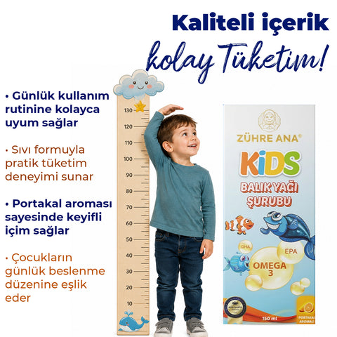 Zühre Ana Kids Omega-3 – Portakallı Balık Yağı Şurubu